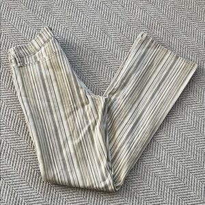 Wide Leg Striped Pants in Beige and Gray